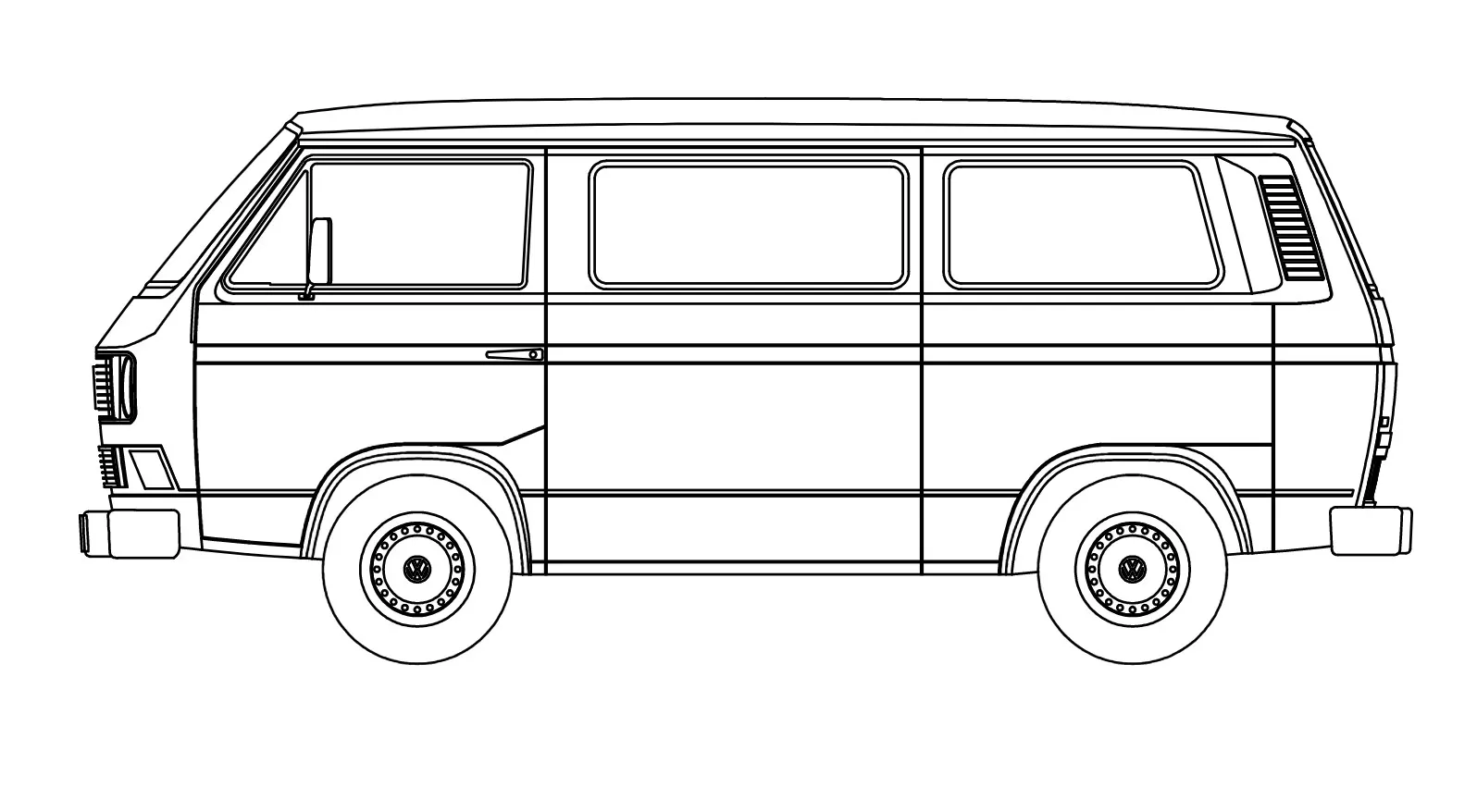 Blechteile seitlich und hinten für den VW Bus T3