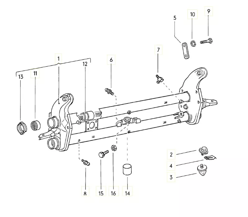 Expolsionszeichnung der Vorderache vom VW Bus T2