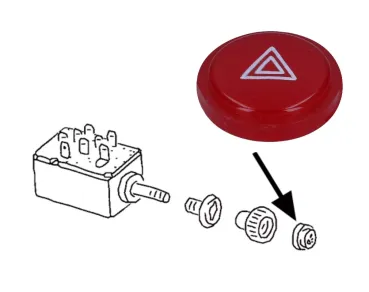 Warnblinker Schalterknopf Blende - Käfer KG 181 Typ 3 Bus - 111 941 543 F