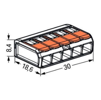 Verbindungsklemme 3-fach für geschlitzte Autokabel - für alle Leiterarten bis max. 4 mm² - max. 85°C- WAGO 221-413