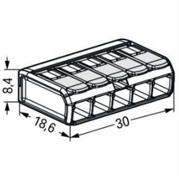 Verbindungsklemme 3-fach für geschlitzte Autokabel - für alle Leiterarten bis max. 4 mm² - max. 105°C - WAGO 221-483