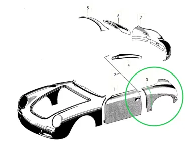 Kotflügel hinten rechts - vorderer Abschnitt - passend für Porsche 356 - 644.503.062.00