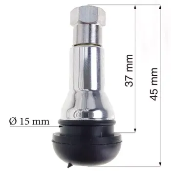 Reifenventil Satz - 4 Stck - Ø11,5mm Höhe 45 mm Chrom - Universal