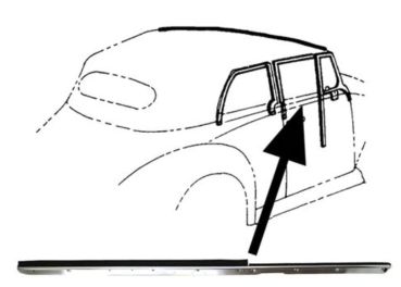 Schachtleiste Tür rechts - Käfer Cabrio - 8/64-3/81 - m. Aluzierleiste - 151 837 476D
