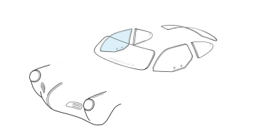 Türfensterscheibe klar rechts VW Karmann Ghia Coupe
