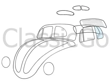 Seitenfensterscheibe VW Käfer ab 08/64 hinten links