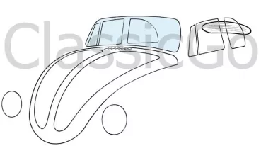 Frontscheibe für VW Käfer Cabrio 08/64