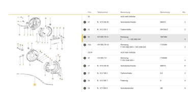Handbremsseil 1.733mm - Typ 181 - 1/72-2/73 - 181 607 701 B