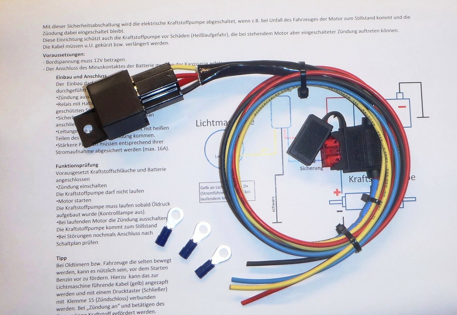 Sicherheitsschaltung el. Kraftstoffpumpe 12V - Käfer u.a.