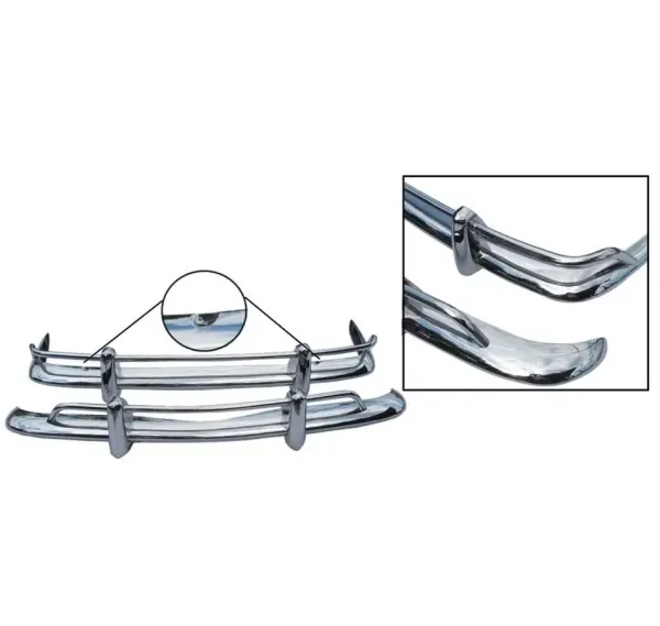 Stoßstangen Export - Satz Edelstahl - Karmann Ghia - 8/67-7/69 - 143 798 102