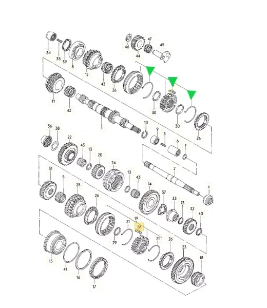 Feder und Sperrstück für Synchronring - Satz - Bus T2 ab 8/76 - Bus T3 - 113 311 249A - 091 311 313