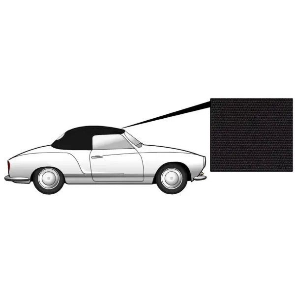 Verdeck Stoff Schwarz f. Glasheckscheibe - Karmann Cabrio ab 68 - 141 871 035F 041