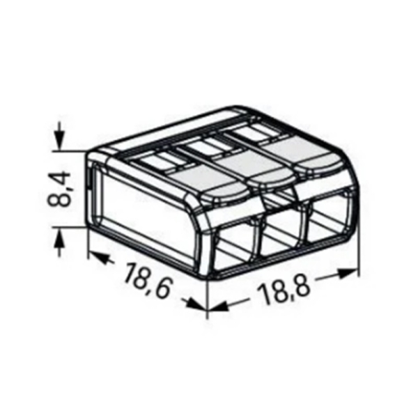 Verbindungsklemme 3-fach für geschlitzte Autokabel - für alle Leiterarten bis max. 4 mm² - max. 105°C - WAGO 221-483