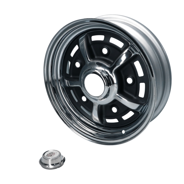 Sprintstar Felge - Chrom/schwarz - 5x205 - 5,5x15 - ET+10 - für Käfer, Karmann u.a.