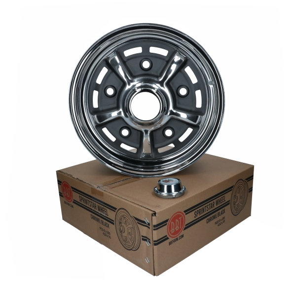 Sprintstar Felge - Chrom/schwarz - 5x205 - 5,5x15 - ET+10 - für Käfer, Karmann u.a.