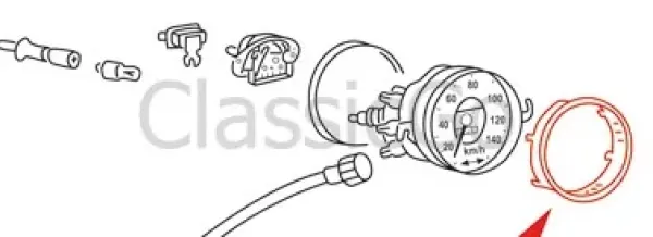 Chromring Tacho - Käfer - 10/52-07/57 - 113 957 371