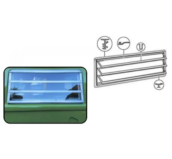 Kompltter Dichtungssatz für das Lamellenfenster im VW Bus T2 Camper
