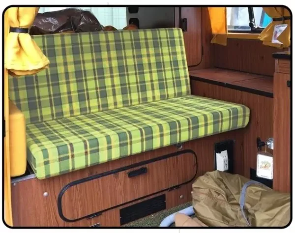 Schlafbank Bezug 1.090mm - Grün m. Gelb kariert - Bus T2 Westfalia - 231 070 213B - 231 070 219B