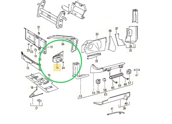 Batteriekasten Seitenwand links - 356 B T6 - 644.501.033.06