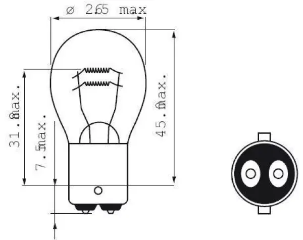 Glühlampe Spezial 12V 21/5W Orange - BAY15D - USA