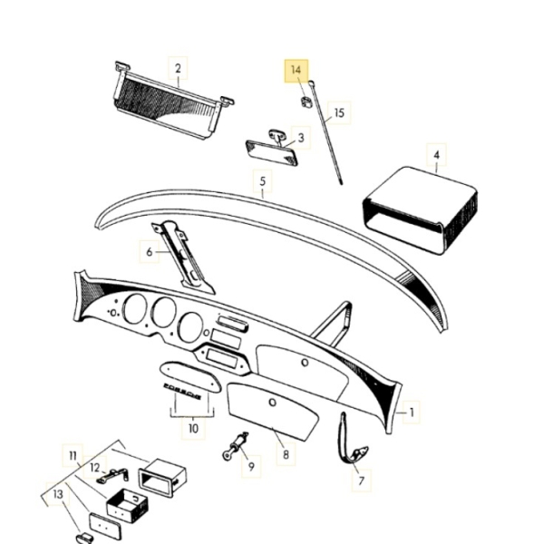 Klemme Innenspiegel - 356 Pre-A/AT1 Cabrio - Speedster - 644 731 150 21