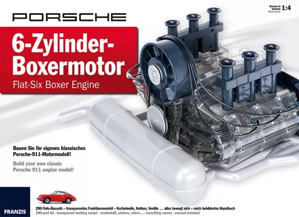 Porsche 6-Zylinder Boxermotor - 290-teiliger Bausatz - lizensiertes Funktionsmodell