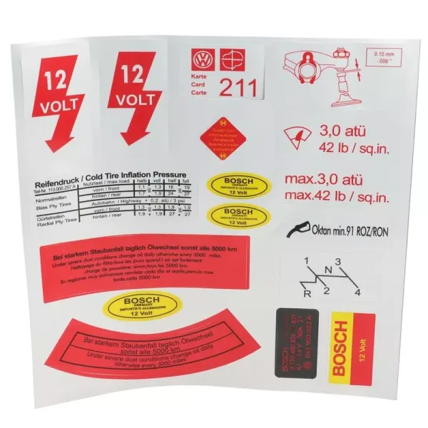 Aufklebersatz groß - Karosserie + Motor - Käfer Bus Karmann u.a.