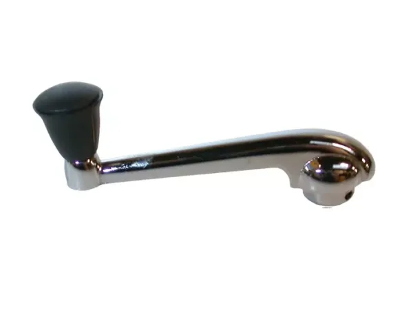 Fensterkurbel chrom mit schwarzem Knopf
