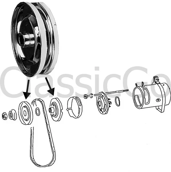 Riemenscheibe verchromt für 12V Lima - Käfer Karmann Bus Kübel - 043 903 109