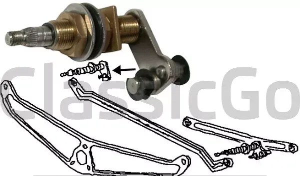 Wischerwelle links mit Anbauteilen VW Käfer Wischerwelle links mit Anbauteilen VW Käfer
