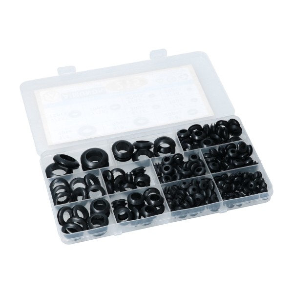 Durchführungsgummi - Sortiment m. 215 Stück in 9 - 4,8 - 18 mm - Universal