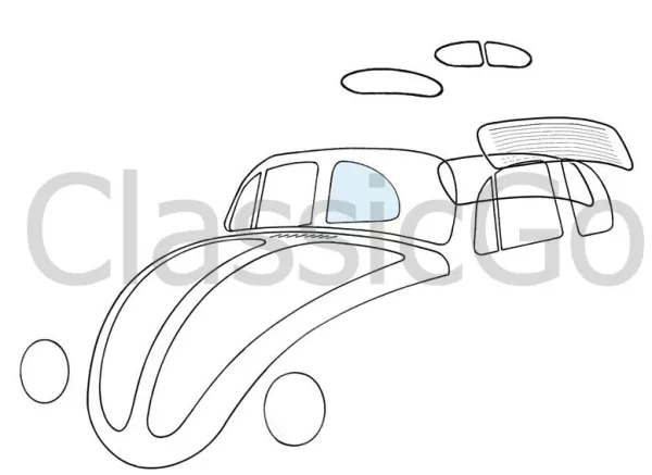Seitenfensterscheibe VW Käfer bis 07/64 hinten rechts