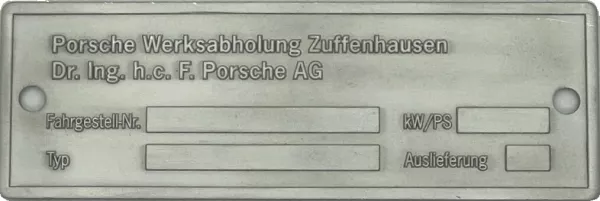 Typenschild „Werksabholung Zuffenhausen" - Aluminium 3mm