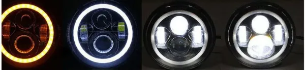 Beispiele der verschiedenen Möglichkeiten: von links nach rechts ----- Blinker ----- Tagfahrlicht ----- Abblendlicht ----- Fernlicht