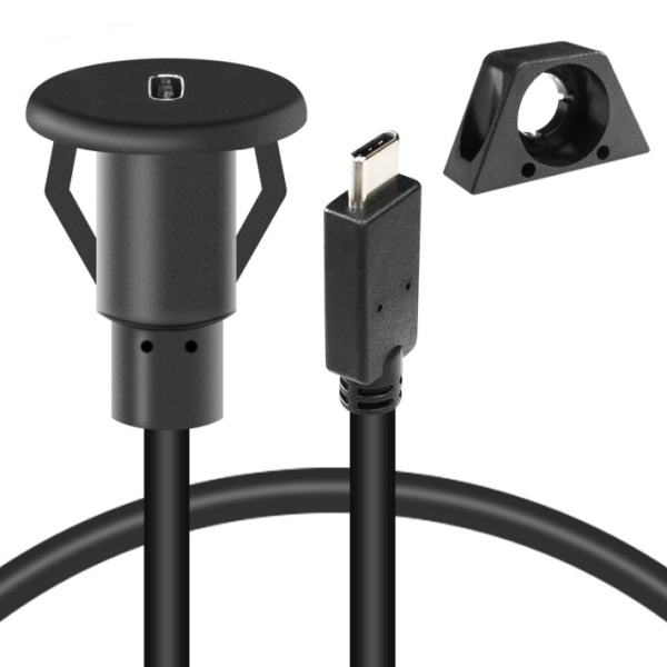 USB-C Einbaubuchse mit 15cm Kabel und Unterbaukonsole