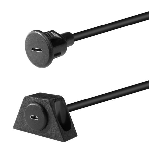 USB-C Einbaubuchse mit 15cm Kabel und Unterbaukonsole